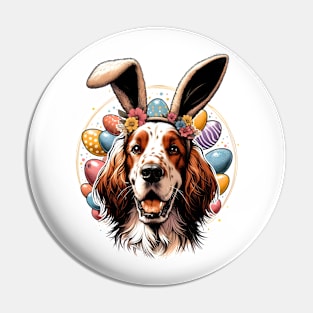 Easter Joy with English Setter in Festive Bunny Ears Pin