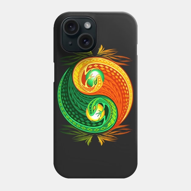 YinYang Gecko Lizard Opposite Colors Sign Phone Case by BluedarkArt