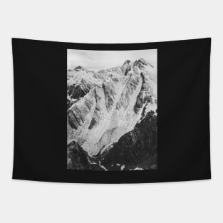 Black and White Shot of Snow-Covered Swiss Alps Tapestry