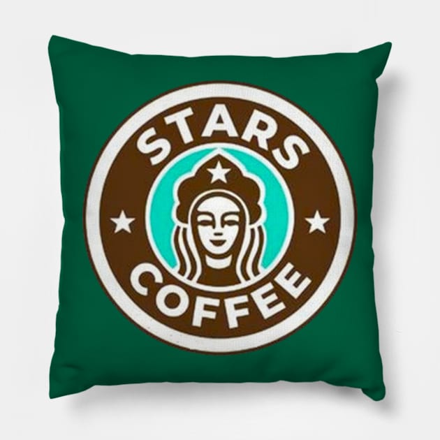 Stars Coffee from Russia Starbucks Pillow by Digital GraphX