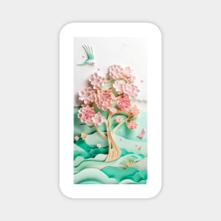 Tree of flowers - pink and jade Magnet