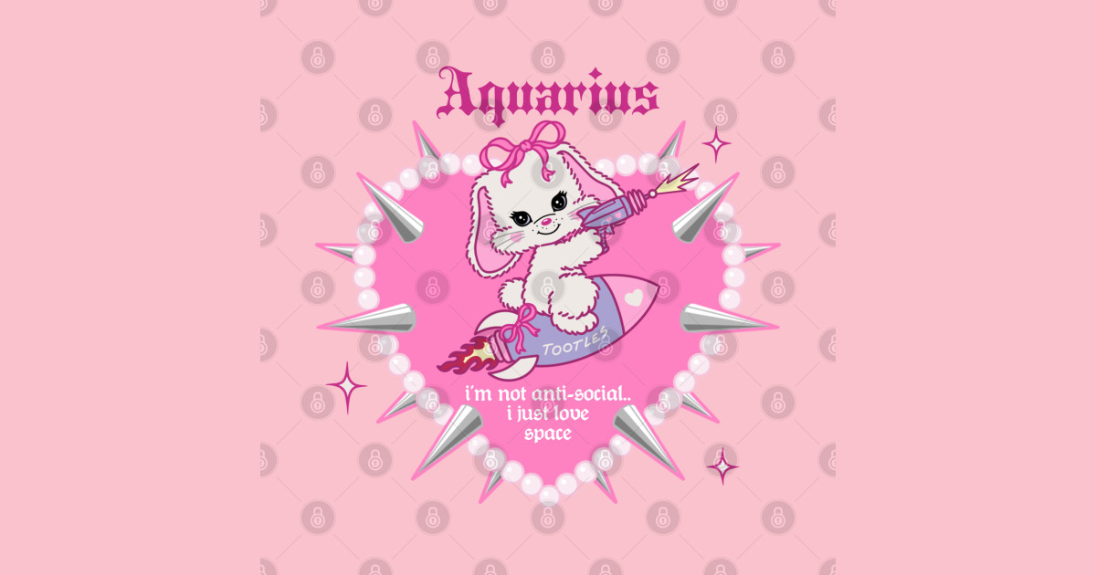 aquarius sassy bunny rabbit - Aquarius Zodiac Sign - T-Shirt | TeePublic