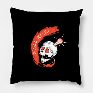 Still Rock Skull Melting Grunge Pillow