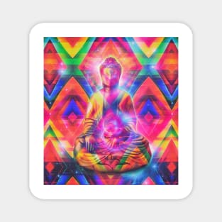 Trippy psychedelic Buddha Magnet