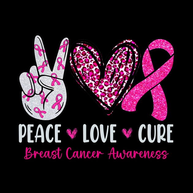 Peace Love Cure Shirt Pink Ribbon Breast Cancer Awareness by levitskydelicia