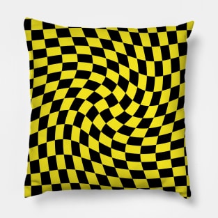 Twisted Checkerboard - Yellow and Black Pillow