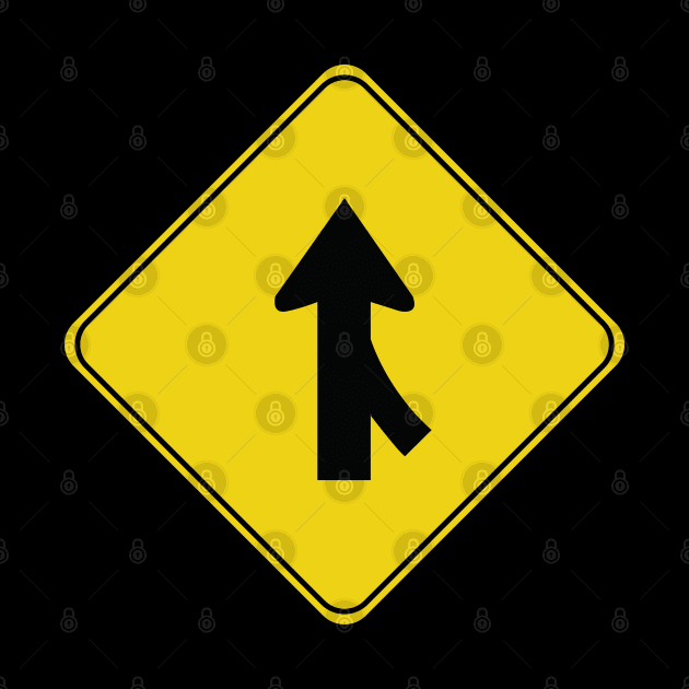 Caution Road Sign Right Merge by shanestillz