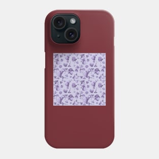 Lady Kitty Toile, Purple Phone Case