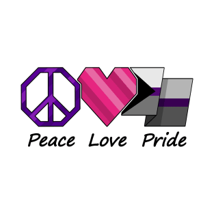 Peace, Love, and Pride design in Demisexual pride flag colors T-Shirt