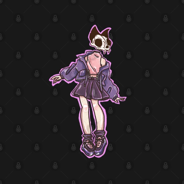 Skull cat girl fashion outfit by astronauticarte