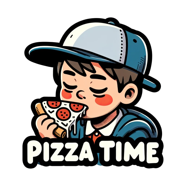 kid eating slice a pizza by Dracoola