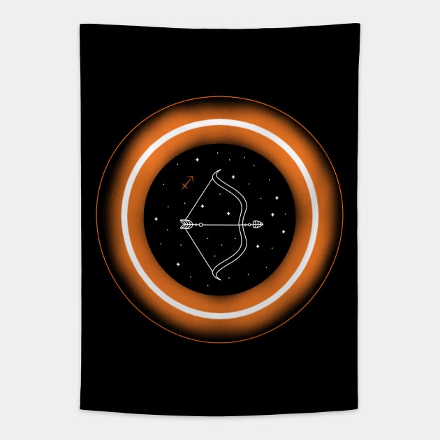 Neon Light Effect Sagittarius Tapestry by MysticZodiac