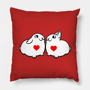 Bunny Love Black and White and Love All Over Pillow