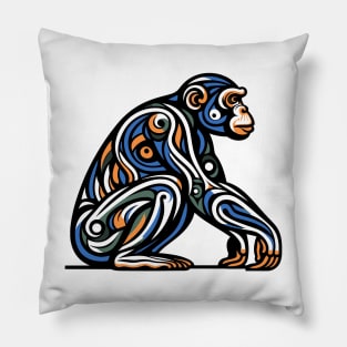 Pop art monkey illustration. cubism illustration of monkey Pillow