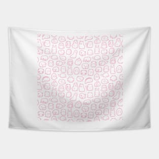 Mini Animals Pattern in Pastel Pink Tapestry