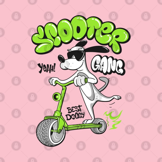 dog riding scooter by Mako Design 