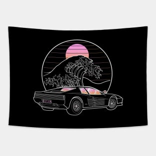 Retro Testarossa Japanese Wave Tapestry