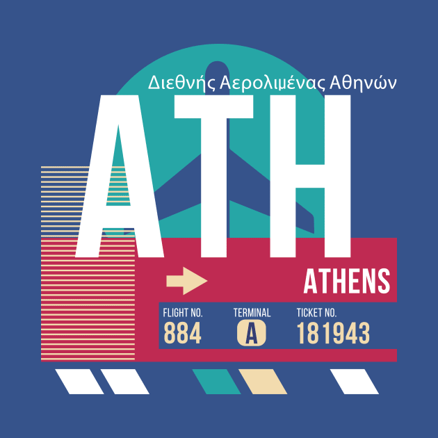 Athens, Greece (ATH) Airport Code Baggage Tag E by SLAG_Creative