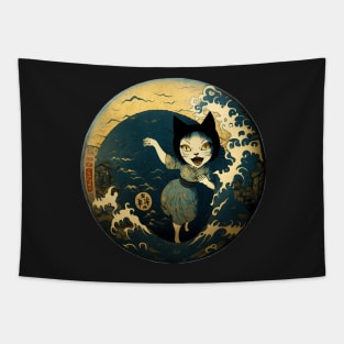 Cat Girl | Japanese Horror Art Tapestry