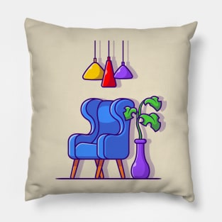 Sofa With Plant and Light Cartoon Pillow