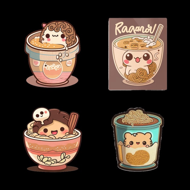 Cute Funny kawaii eating ramen anime kawaii by HEAHLEEHAH