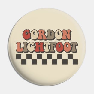 Gordon Lightfoot Checkered Retro Groovy Style Pin