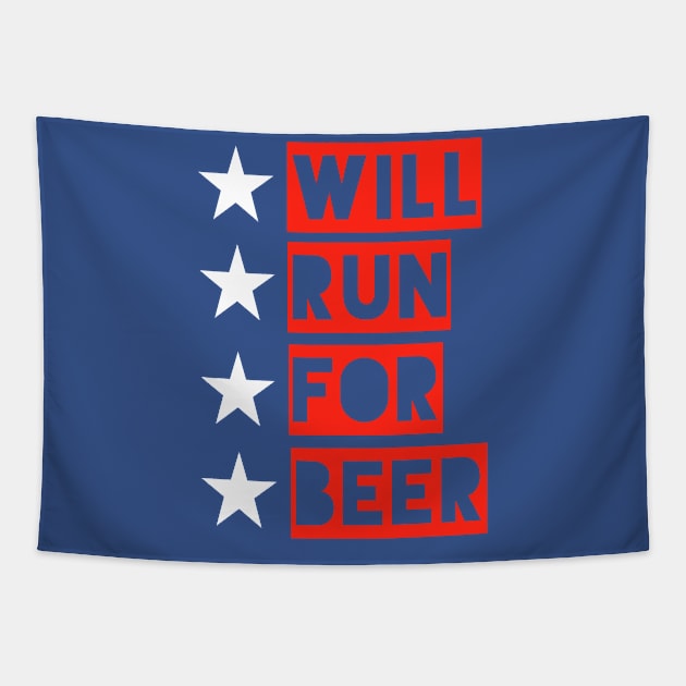 Will Run For Beer - 4th of July Tapestry by PodDesignShop