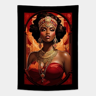 African Queen Tribal red ress retro vintage floral design Tapestry