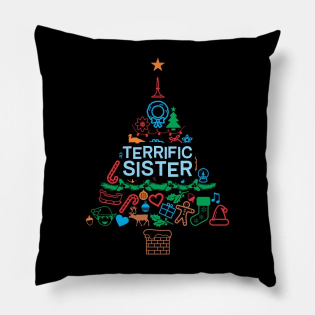 Terrific Sister - Xmas Tree 2 - Christmas Pillow by Vector-Artist