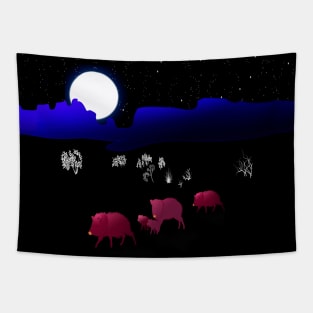 They Walk By Night Desert Landscape Tapestry