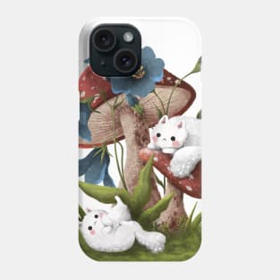 Cats, mushrooms and flowers Phone Case