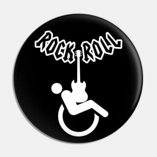 Wheelchair humor rock and roll logo Pin