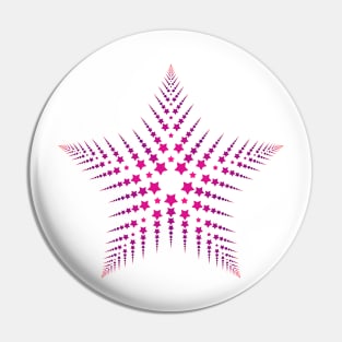 Hot pink fractal star - beautiful design for girls and women Pin