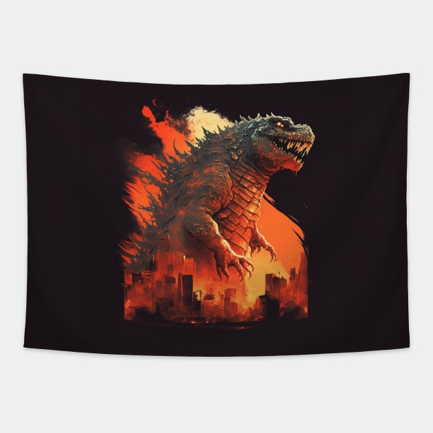 Illustration of Godzilla Tapestry by KOTYA