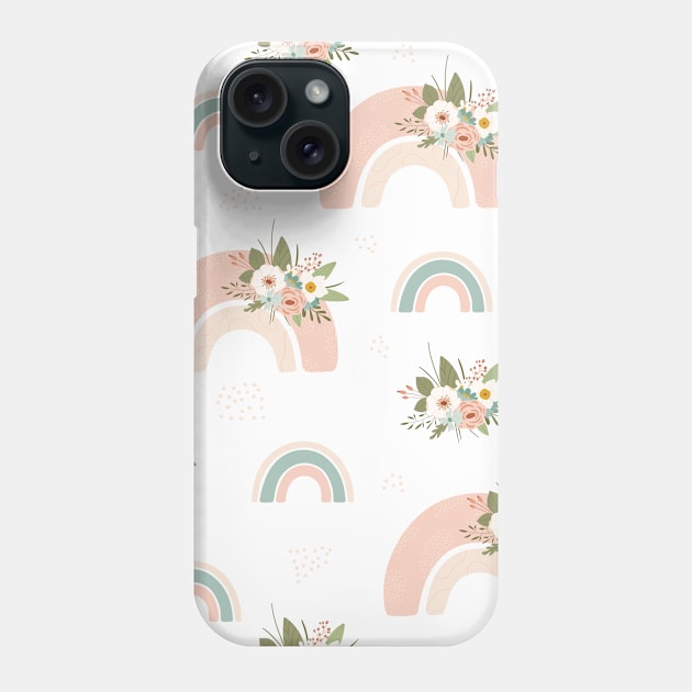 Boho Rainbow Hippie Pattern Design Flowers Phone Case by queensandkings