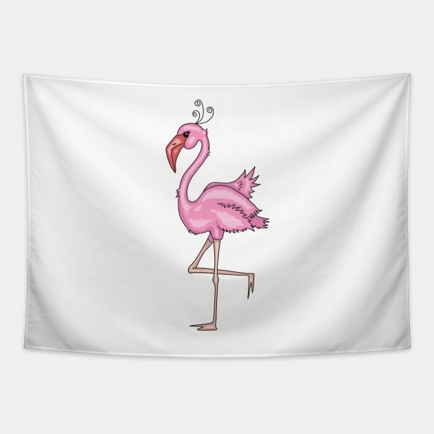 Flamingo Girl Female Gonna Put My Foot Down Cartoon Animal Tapestry by bigraydesigns