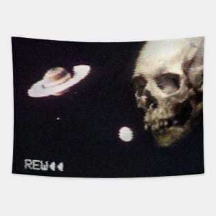 Skull VHS saturn Tapestry