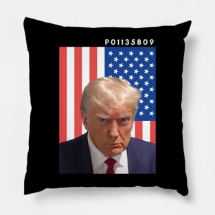 Trump Mugshot Political Satire Funny Trump Design Top Quirky Political Humor Unique Statement Pillow