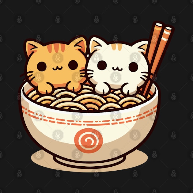 two cute kitty in ramen noodles by fikriamrullah