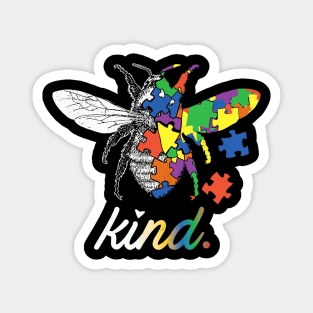 Bee Kind Beautiful Autism Awareness Gift Tee Shirt Puzzle Magnet