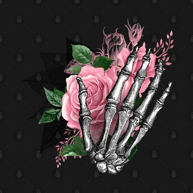 Skull and Pink Roses skull art design by Aekasit weawdee