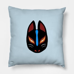 Black Inari Kitsune , Black Fox Messenger Pillow