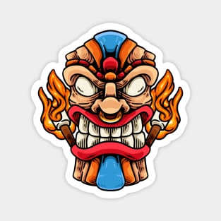 Tiki Mask And Fire Magnet