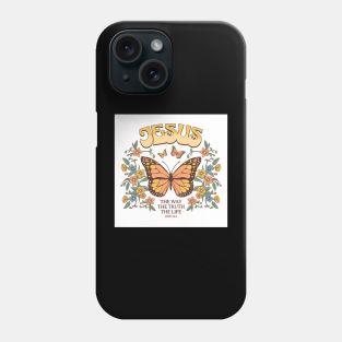 Jesus - The Truth The Way The Life - Groovy Butterflies Phone Case