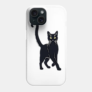 Elegant Silhouette: Black Cat Drawing Phone Case