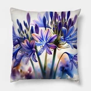 Vibrant Lily of the Nile Decor - Watercolor Flower Pillow