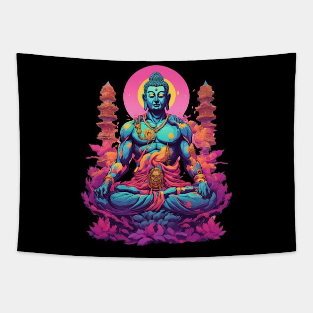 Neon Buddha Tapestry by animegirlnft