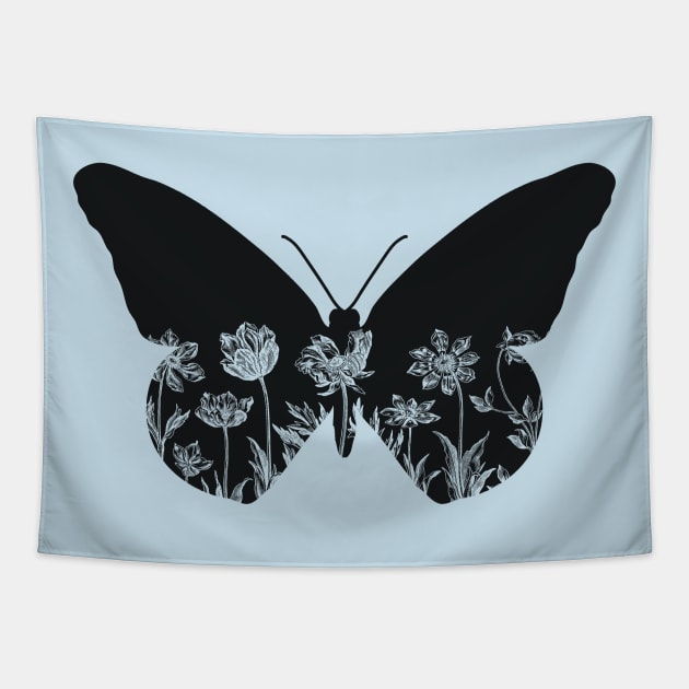Floral Butterfly Tapestry by RefinedApparelLTD