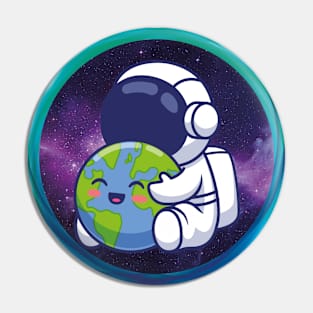 Astronaut Hugging Earth Pin