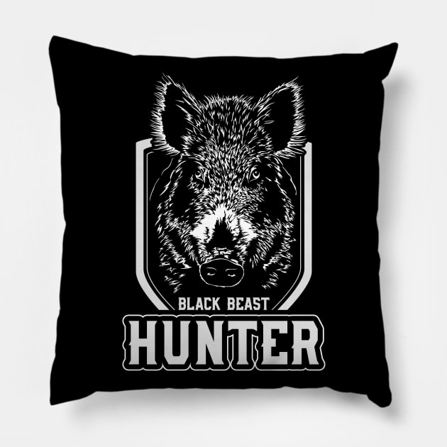 Wild Boar Hunter Animal Black Beast Pillow by wilsigns